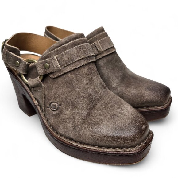 Born Hudson Distressed Leather Mules Women's Slingback Shoes Western Harness 7 - Picture 1 of 9